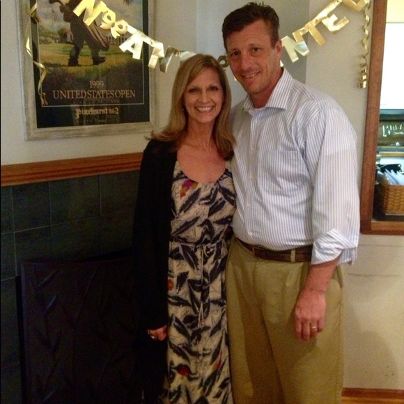 Willow & Clay Blue & Cream Split Front Maxi Dress - Picture 3 of 8